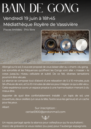 Affiche de l'animation bain de gong à Royère